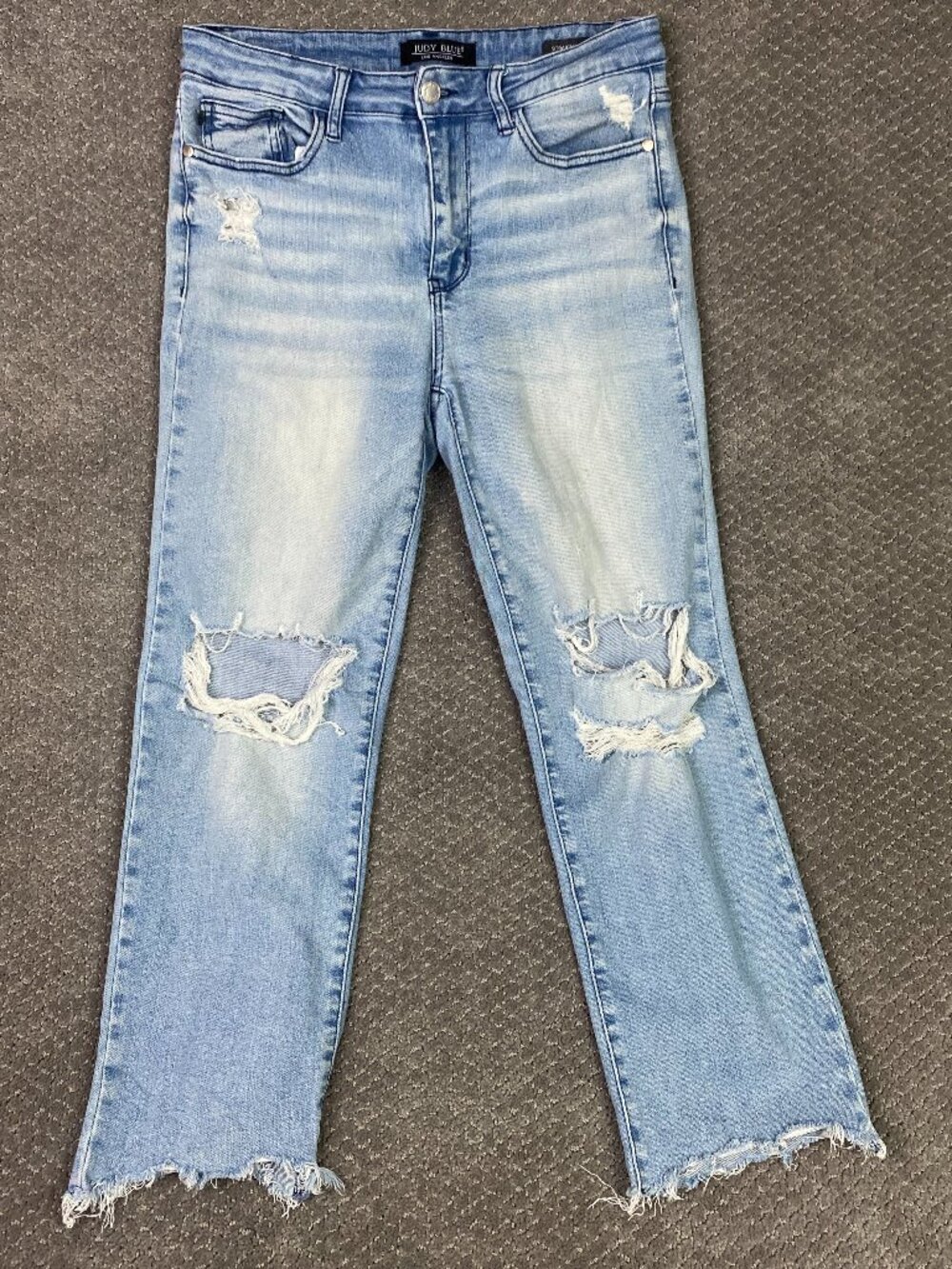 Judy Blue Straight Crop Jeans Women 7/28 Distressed High Rise Light Wash JB88512